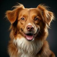ai generiert realistisch Tier Bild Studio Schuss von süß braun Hund mit öffnen Mund generativ ai foto
