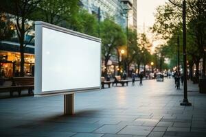 ai generiert leer Weiß Plakatwand oder Anzeige, Werbung, verschwommen Hintergrund.von generativ ai. foto