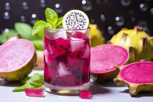 ai generiert Pitahaya oder Drachen Obst Mojito. generativ ai foto