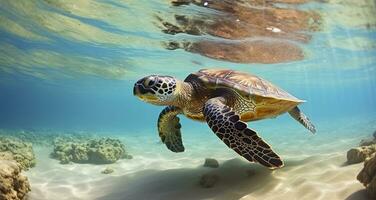 ai generiert Foto von Meer Schildkröte im das Galapagos Insel. generativ ai