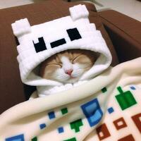 ein Katze ist Schlafen tragen ein Decke, ai generiert. foto