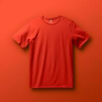 ai generiert leer rot T-Shirt Attrappe, Lehrmodell, Simulation Design, ai generiert. foto