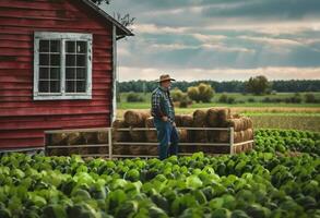 ai generiert Felder von Stolz Porträts von amerikanisch Landwirtschaft foto