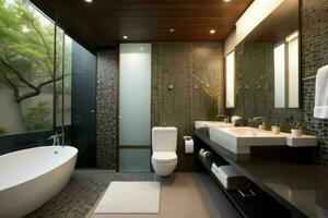 ai generiert asiatisch Stil Badezimmer. Profi Foto