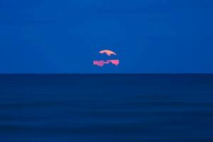 rot Mond im das Blau Himmel Nacht. foto