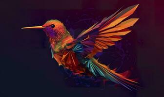 ai generiert Kolibri Logo mit mehrere Farben fliegend durch das Luft. ai generiert foto