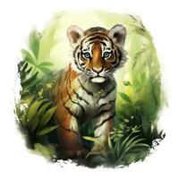 ai generiert Aquarell Tiger zum Kinder. ai generiert foto