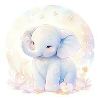 ai generiert Aquarell Baby Elefant. ai generiert foto