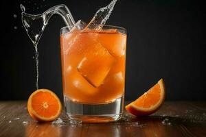 ai generiert Orange schlagen Cocktail mit Eis Würfel. Profi Foto