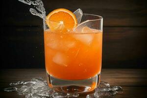 ai generiert Orange schlagen Cocktail mit Eis Würfel. Profi Foto