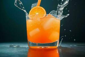 ai generiert Orange schlagen Cocktail mit Eis Würfel. Profi Foto