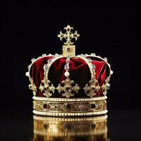ai generiert das königlich Krönung Krone isoliert auf ein schwarz Hintergrund. generativ ai foto