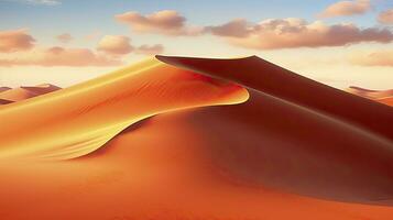 ai generiert Wüste mit magisch Sand und Dünen wie Inspiration zum exotisch Abenteuer im trocken Klimazonen. ai generiert. foto