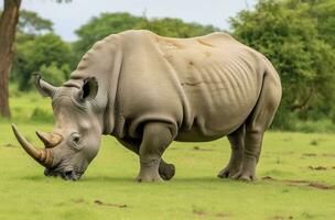 ai generiert Weiß Nashorn Weiden. ai generiert foto