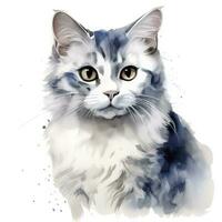 ai generiert Aquarell Katze Clip Kunst auf Weiß Hintergrund. ai generiert foto