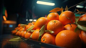 ai generiert ein Bündel von Orangen auf ein Baum foto