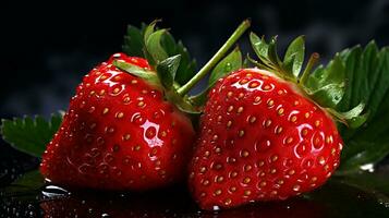 ai generiert Erdbeeren sind gezeigt im ein schließen oben foto