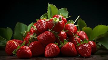 ai generiert Erdbeeren sind gezeigt im ein schließen oben foto
