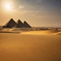 ai generiert Sand von Zeit erkunden Ägyptens majestätisch Pyramiden foto