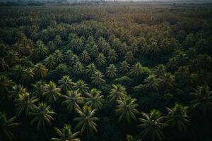 ai generiert Kokosnuss Bäume Plantage. Kokosnuss Feld Landwirtschaft foto