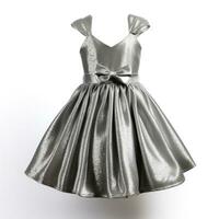 ai generiert Silber funkeln Party Kleid isoliert auf Weiß foto