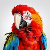 ai generiert auffällig Papagei isoliert auf Weiß foto