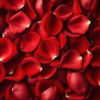 ai generiert rot Rose Blütenblätter mit Kopieren Raum. einfach noch elegant Möglichkeit zum Valentinstag Tag foto