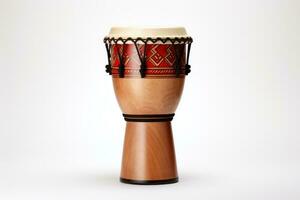 ai generiert Darbuka Trommel auf Weiß Hintergrund. traditionell Schlagzeug Musical Instrument von arabisch Kultur. geeignet zum Musical Design, Artikel, Blog, Sozial Medien Post, Album Abdeckung, poste foto