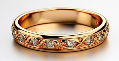 ai generiert Hochzeit Ringe im Gelb Gold, Schmuck 585, 750 - - ai generiert Bild foto