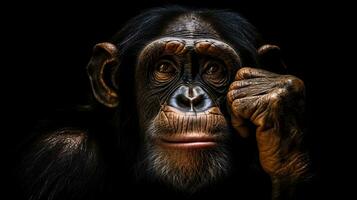 ai generiert Wirklichkeit Foto Langeweile Affe Primas Tier Schimpanse