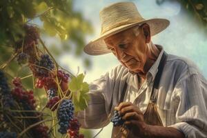 ai generiert Ernte Beeren mit ein Hut foto