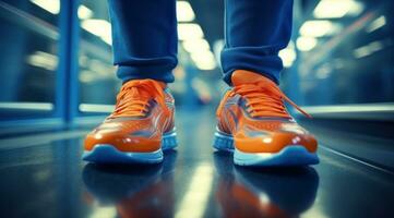 ai generiert weiblich Füße mit Orange Schuhe foto