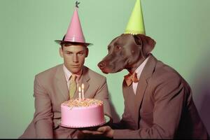 ai generiert glücklich Geburtstag zu Du, Hund foto