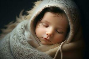 ai generiert süß geboren Baby Schlafen ai generiert foto