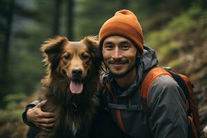 ai generiert Weg Läufer und seine Geliebte Hund. generativ ai foto