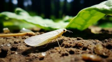 ai generiert Foto von Weiße Fliege auf ein Boden. generativ ai