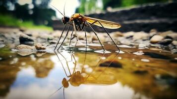 ai generiert Foto von Wasser schreiter auf ein Boden. generativ ai