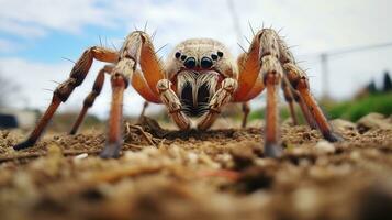 ai generiert Foto von Kugelweber Spinne auf ein Boden. generativ ai