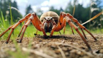 ai generiert Foto von Kugelweber Spinne auf ein Boden. generativ ai