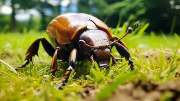 ai generiert Foto von Herkules Käfer auf ein Boden. generativ ai
