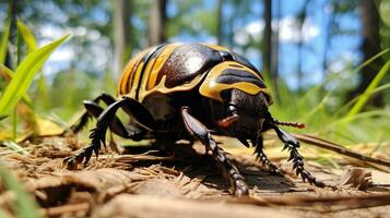 ai generiert Foto von Goliath Käfer auf ein Boden. generativ ai