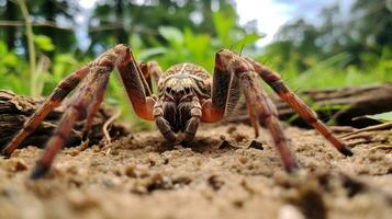 ai generiert Foto von Angeln Spinne auf ein Boden. generativ ai