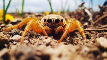 ai generiert Foto von Krabbe Spinne auf ein Boden. generativ ai