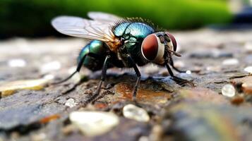 ai generiert Foto von Schmeißfliege fliegen auf ein Boden. generativ ai