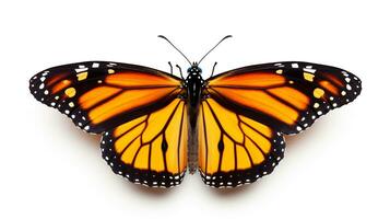 ai generiert Monarch Schmetterling isoliert auf Weiß Hintergrund. generativ ai foto