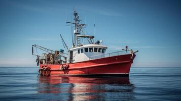 ai generiert ein Foto von ein Forschung Schiff ausgestattet mit fortgeschritten Technologie zum studieren Marine Verschmutzung. generativ ai