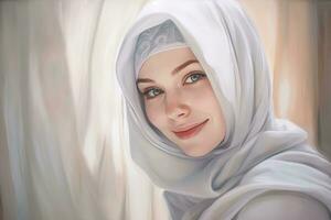 ai generiert islamisch Frau im traditionell Kleidung foto