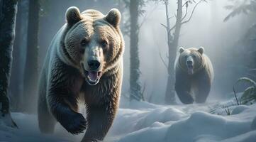 ai generiert Bären Attacke, realistisch Bilder von wild Tier Anschläge foto