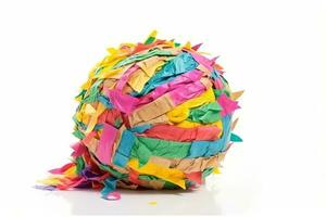 ai generiert ein bunt Pinata mit viele bunt Luftschlangen foto