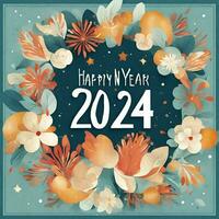 ai generiert 2024 Neu Jahr Gruß Hintergrund mit Feuerwerk foto